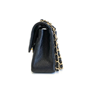 Small Flap Bag in Black Caviar with GHW