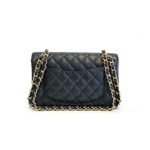 Small Flap Bag in Black Caviar with GHW