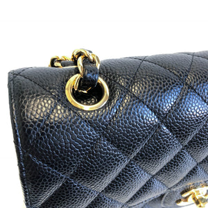 Small Flap Bag in Black Caviar with GHW