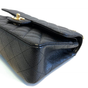 Small Flap Bag in Black Caviar with GHW