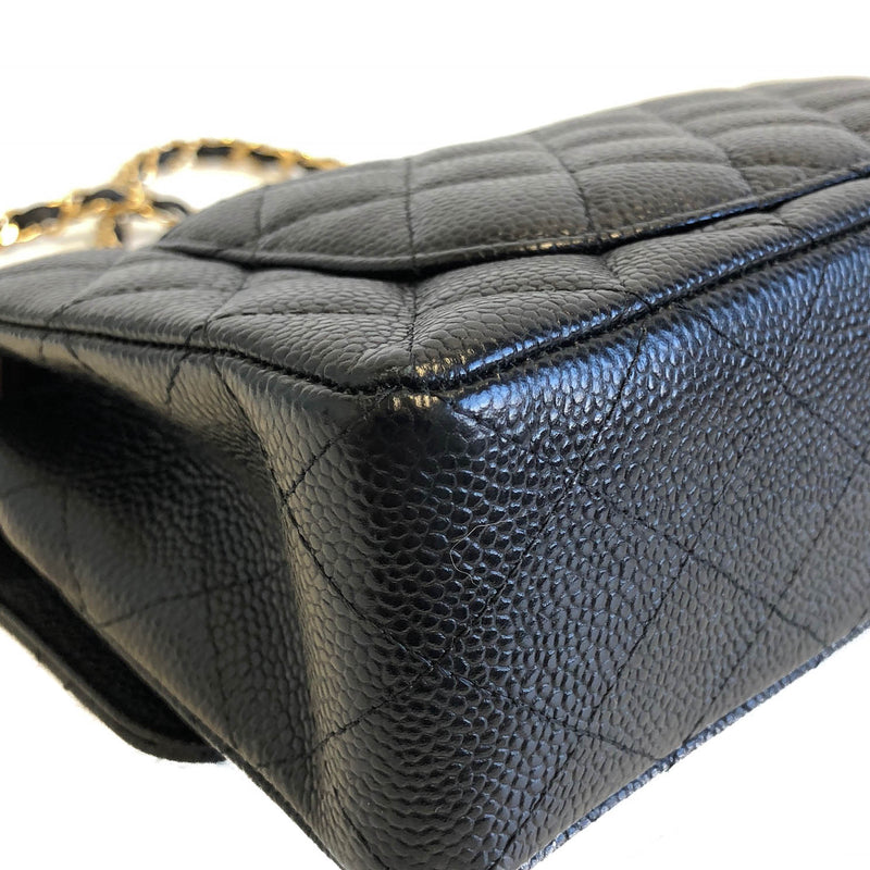 Chanel Classic Double Flap Quilted Caviar Gold-tone Small Black