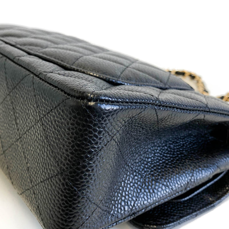 Small Flap Bag in Black Caviar with GHW