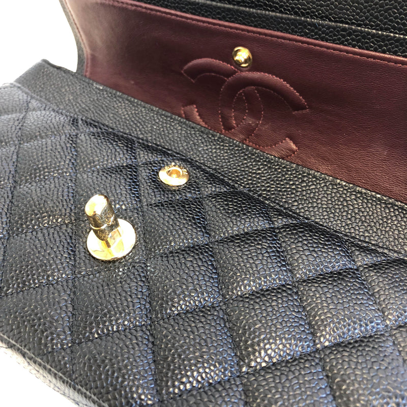 Small Flap Bag in Black Caviar with GHW