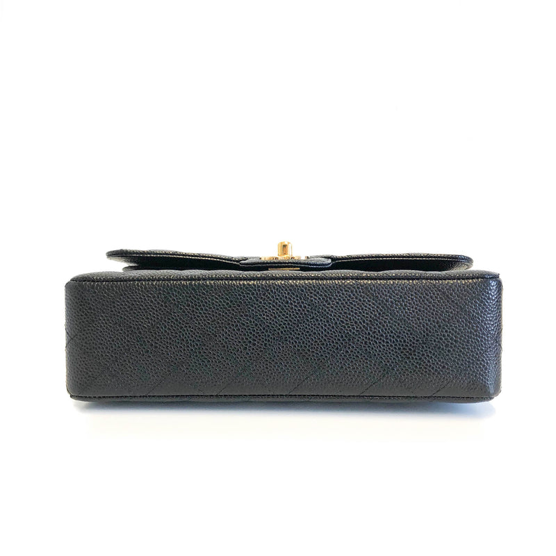 Small Flap Bag in Black Caviar with GHW