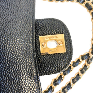 Small Flap Bag in Black Caviar with GHW