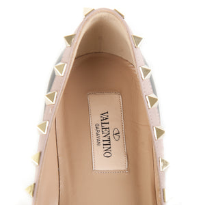 Rockstud Ballerina Flats in Black Patent