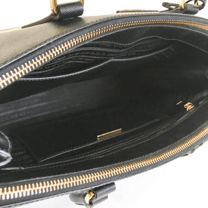 Large Black Saffiano Double Zip Bag