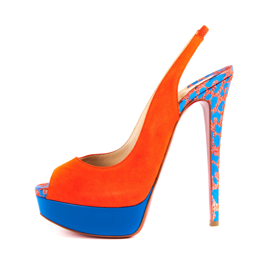 Lady Peep Sling 150 Pumps Orange and Blue