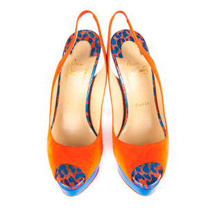 Lady Peep Sling 150 Pumps Orange and Blue