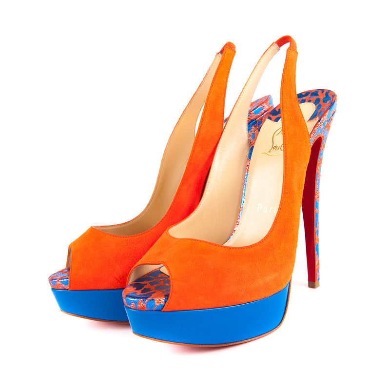 Lady Peep Sling 150 Pumps Orange and Blue