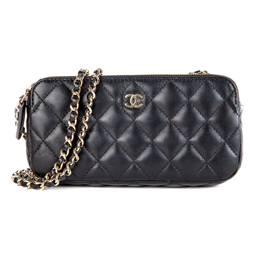 Black Lambskin Chanel Double Zip WOC