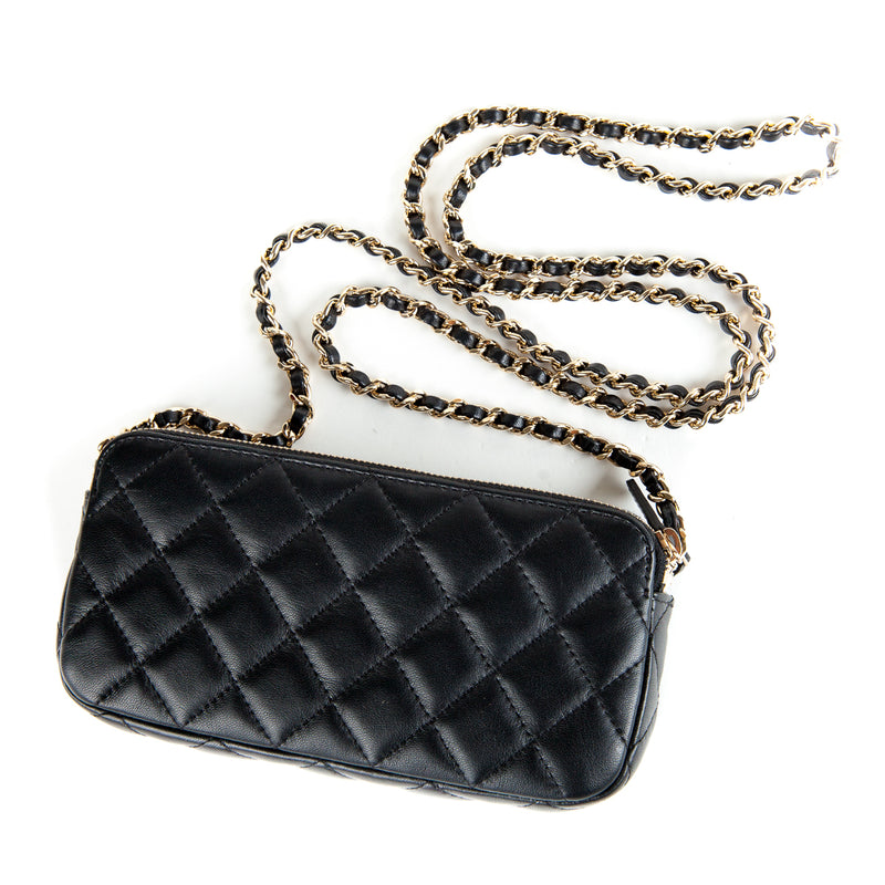 Chanel Black Quilted Lambskin Small Flap Bag Strass And Gold