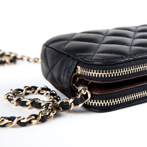 Black Lambskin Chanel Double Zip WOC