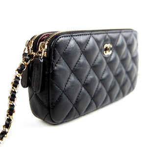 Black Lambskin Chanel Double Zip WOC