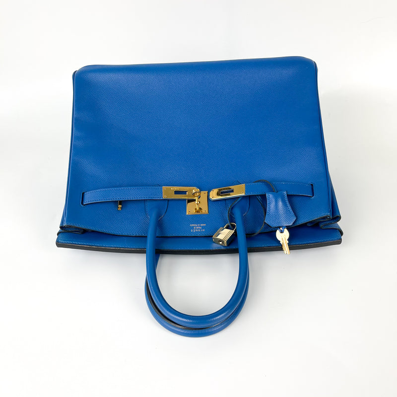 Birkin 35 in Blue Chourchevel Leather