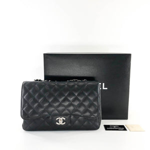 Single Flap Classic Jumbo in Black Caviar with SHW