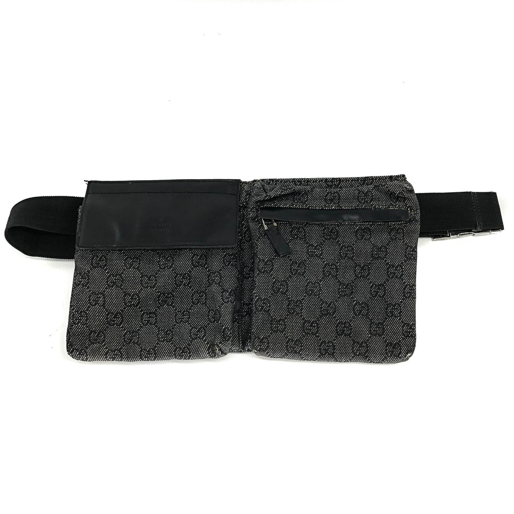 Black GG Monogram Print Belt Fanny Pack Bum Bag