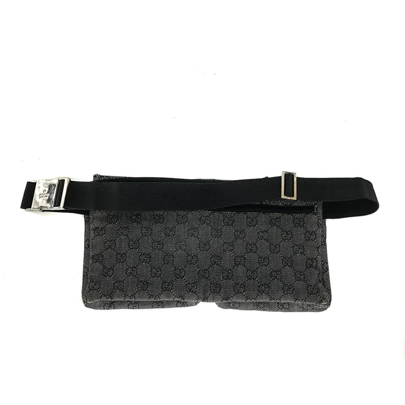 Black GG Monogram Print Belt Fanny Pack Bum Bag