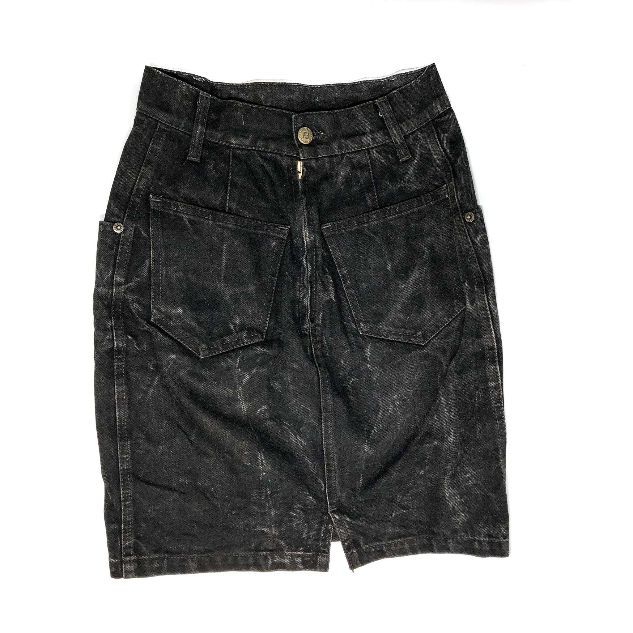 Fendi Vintage Skirt Logo with Zucca Print Monogram Denim Fendi Vintage Skirt Logo with Zucca Print Monogram Denim