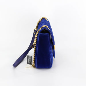 Marmont Matelasse Medium Shoulder Bag in Blue Suede