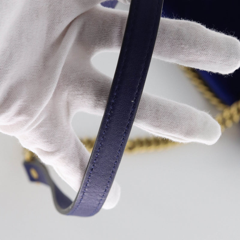 Marmont Matelasse Medium Shoulder Bag in Blue Suede
