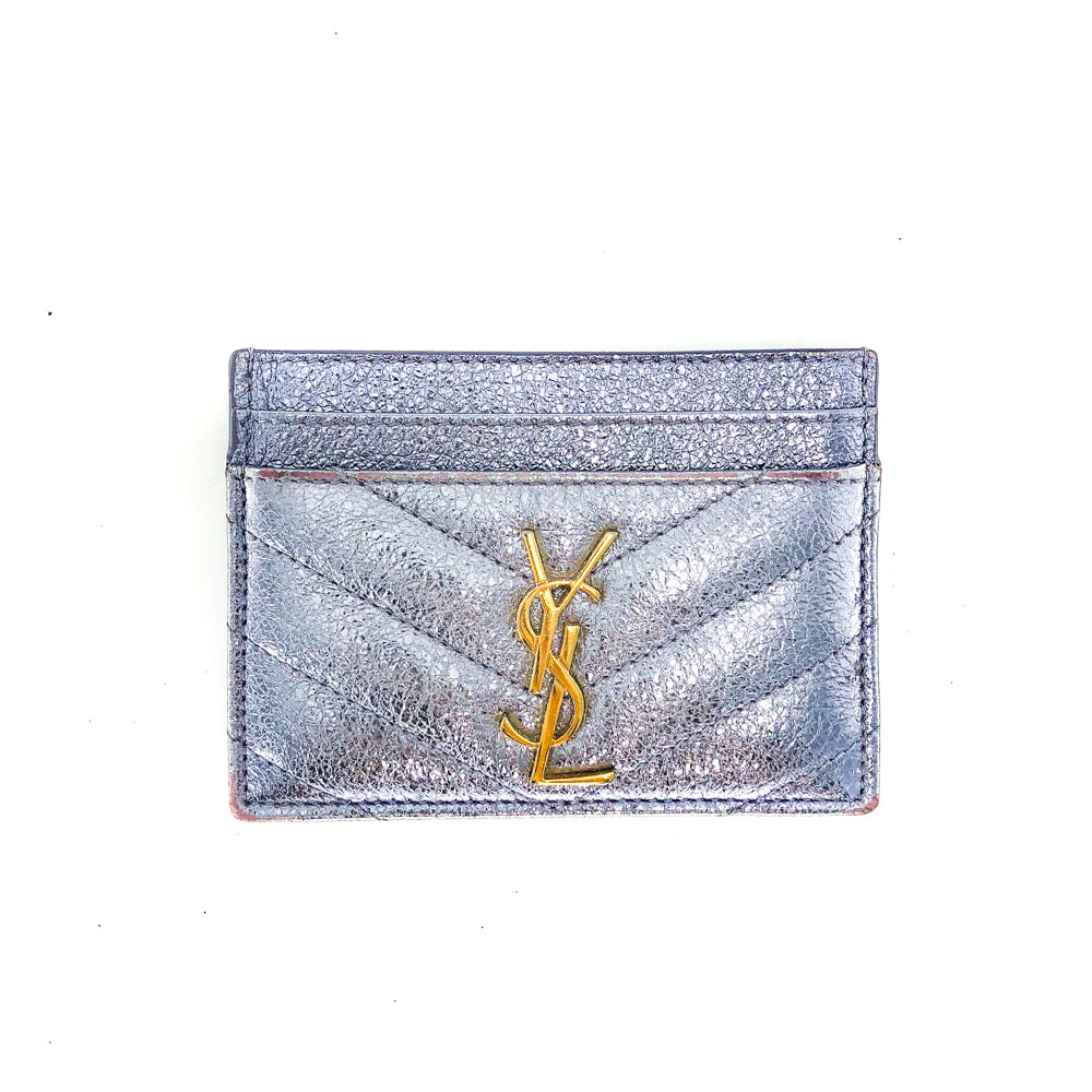 Monogram Card Case in Opalescent Grain de Poudre Embossed Leather