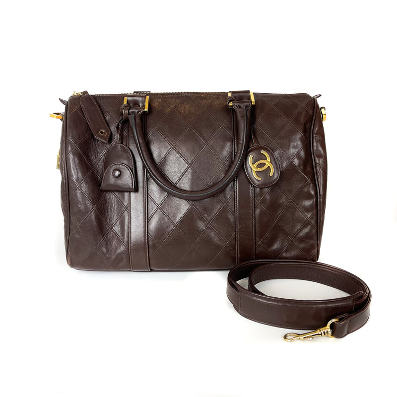 Boston Speedy Brown Quilted Leather Bag