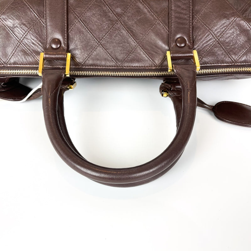 Boston Speedy Brown Quilted Leather Bag