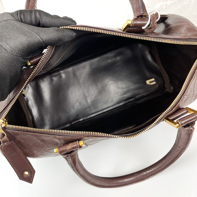 Boston Speedy Brown Quilted Leather Bag