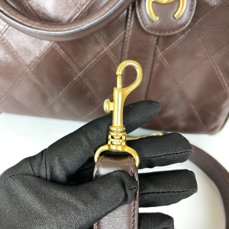 Boston Speedy Brown Quilted Leather Bag