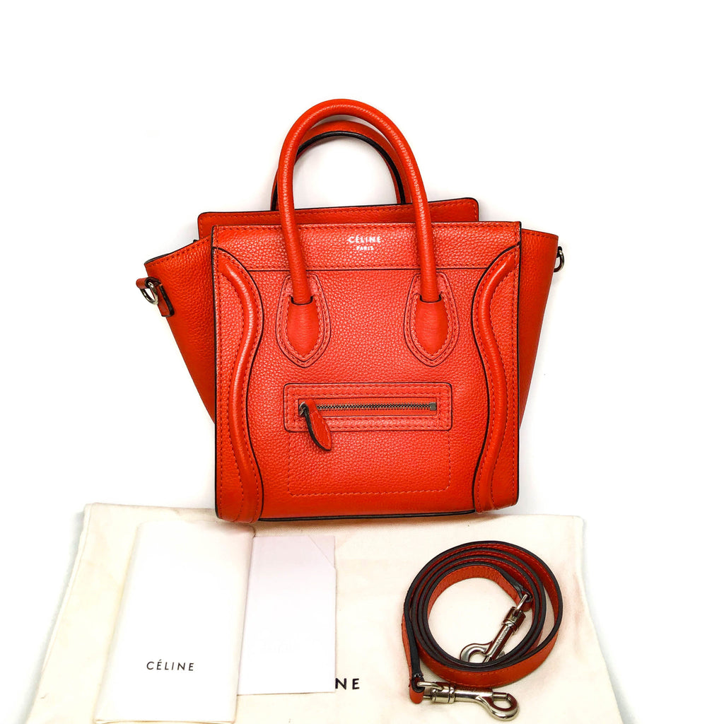 Nano Vermillion Orange Luggage Tote Crossbody Bag