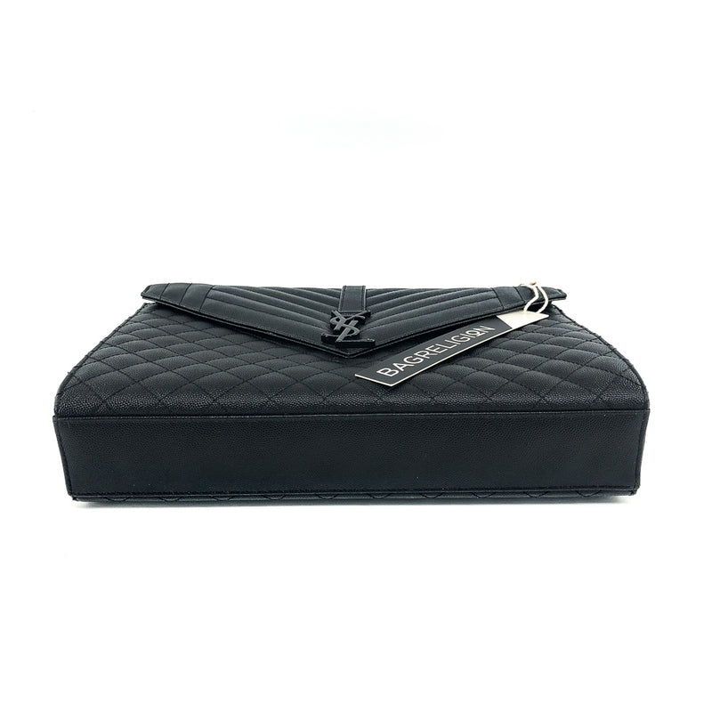 Large Envelope Chain Flap Bag Black