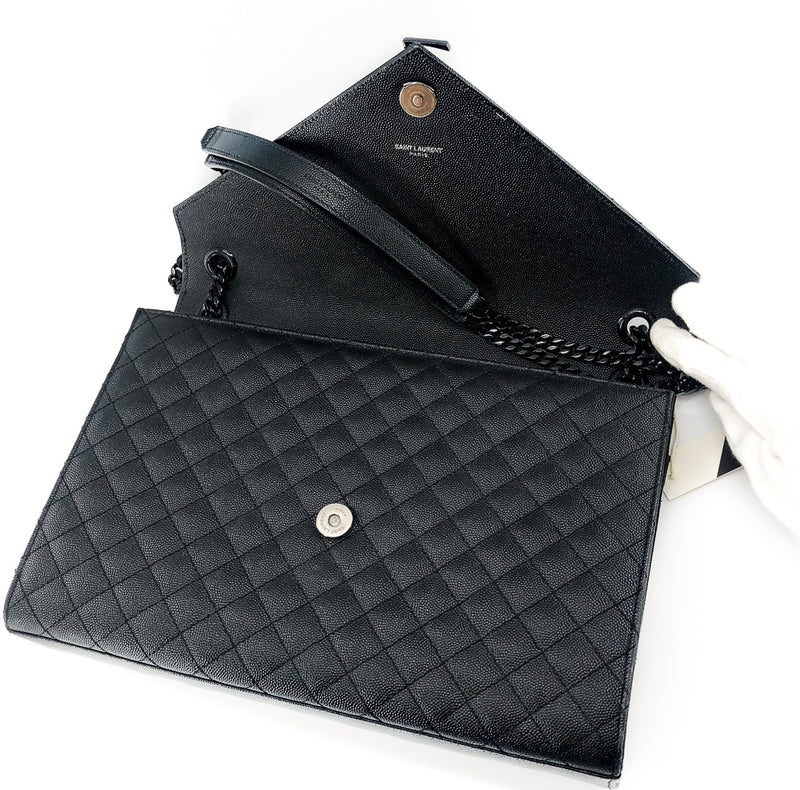 Large Envelope Chain Flap Bag Black