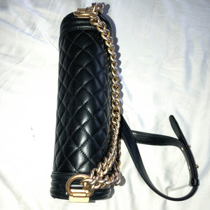 Old Medium Black Lambskin Boy Bag ghw