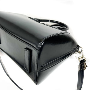 Small Antigona in Black Glossy Leather with Silver Hardware