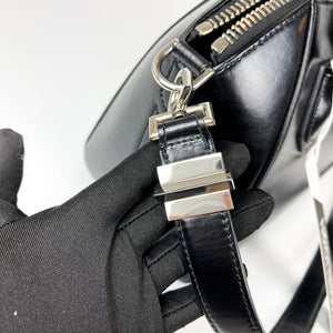 Small Antigona in Black Glossy Leather with Silver Hardware
