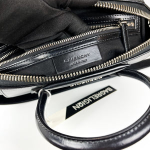 Small Antigona in Black Glossy Leather with Silver Hardware