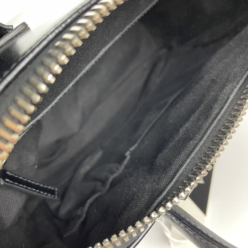 Small Antigona in Black Glossy Leather with Silver Hardware
