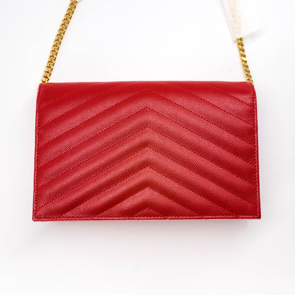 ysl chain wallet red