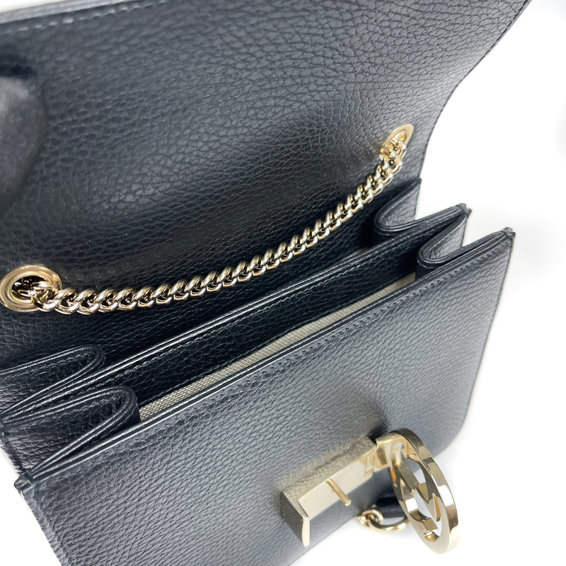 Black Interlocking GG Calfskin Leather Crossbody Bag with GHW