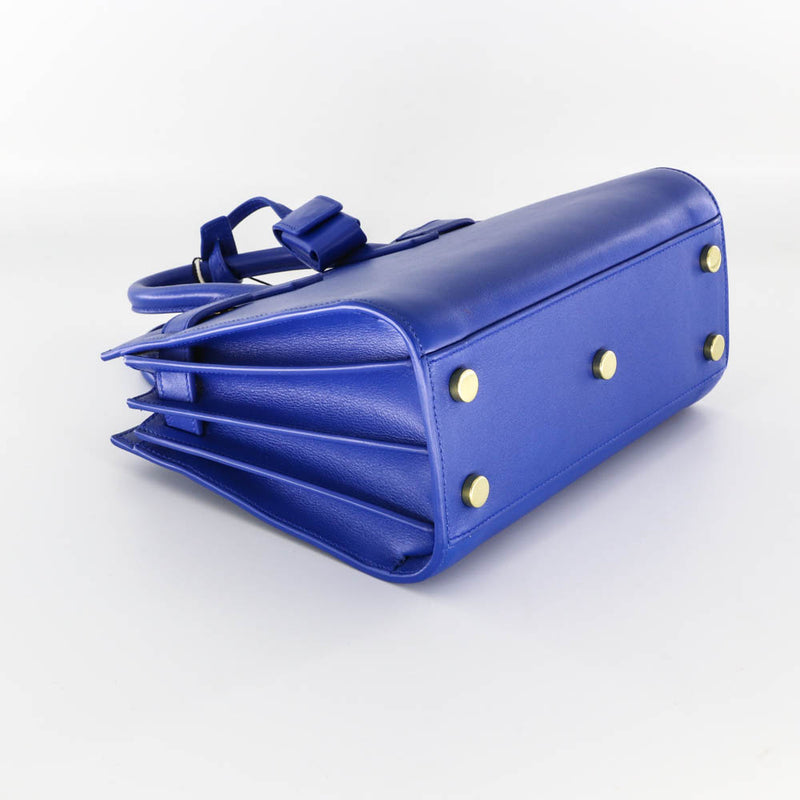 Nano Sac De Jour in Smooth Blue Leather