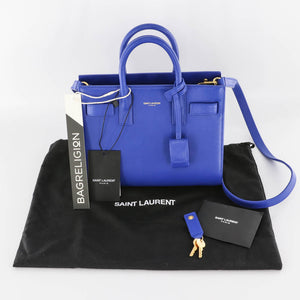 Nano Sac De Jour in Smooth Blue Leather