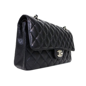 Classic Double Flap Caviar M/L in Black