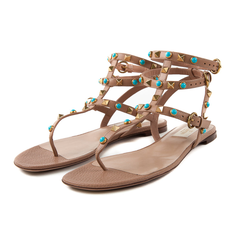 Rockstud Sandal with Blue Stones