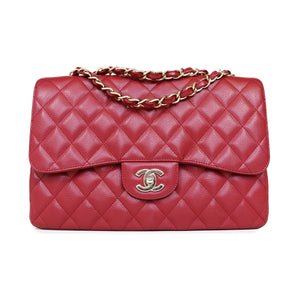 Single Flap Caviar Jumbo in Red