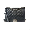 Large Black Le Boy Quilted Calfskin Leather