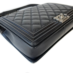 Large Black Le Boy Quilted Calfskin Leather