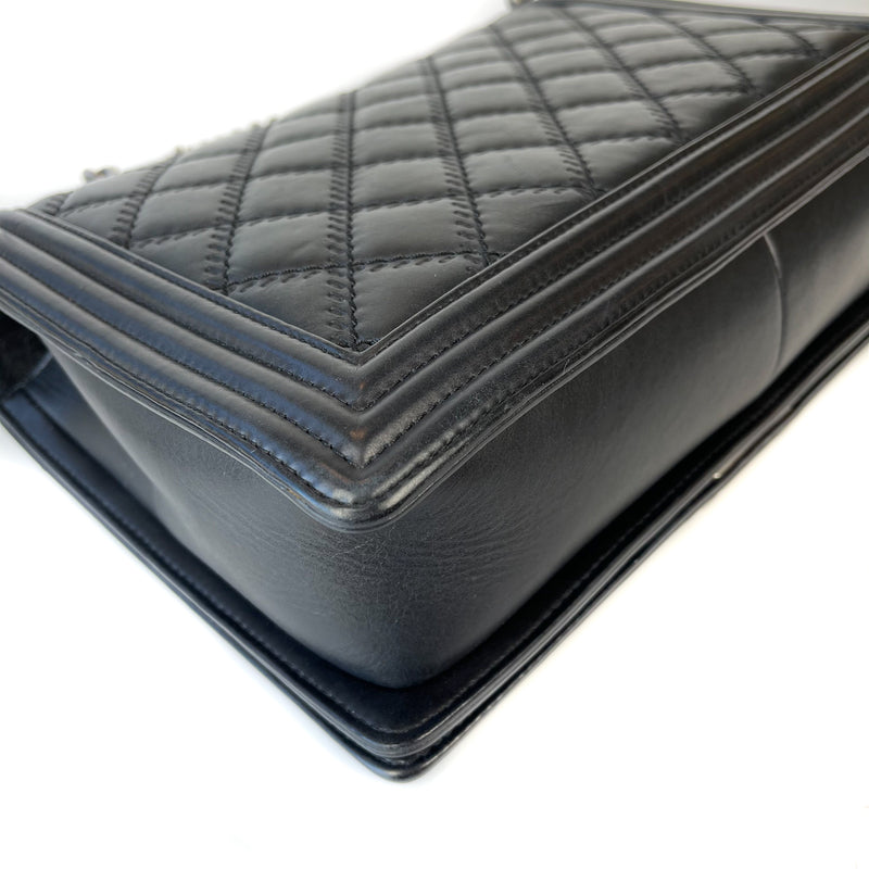 Large Black Le Boy Quilted Calfskin Leather