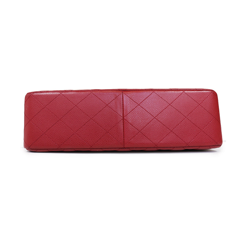Single Flap Caviar Jumbo in Red