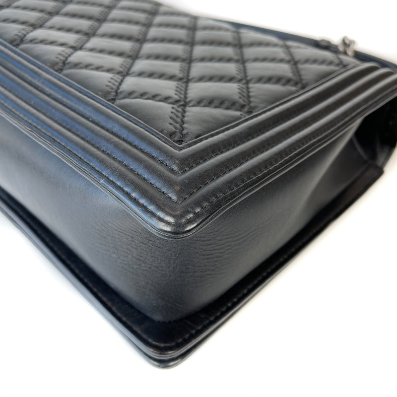 Large Black Le Boy Quilted Calfskin Leather